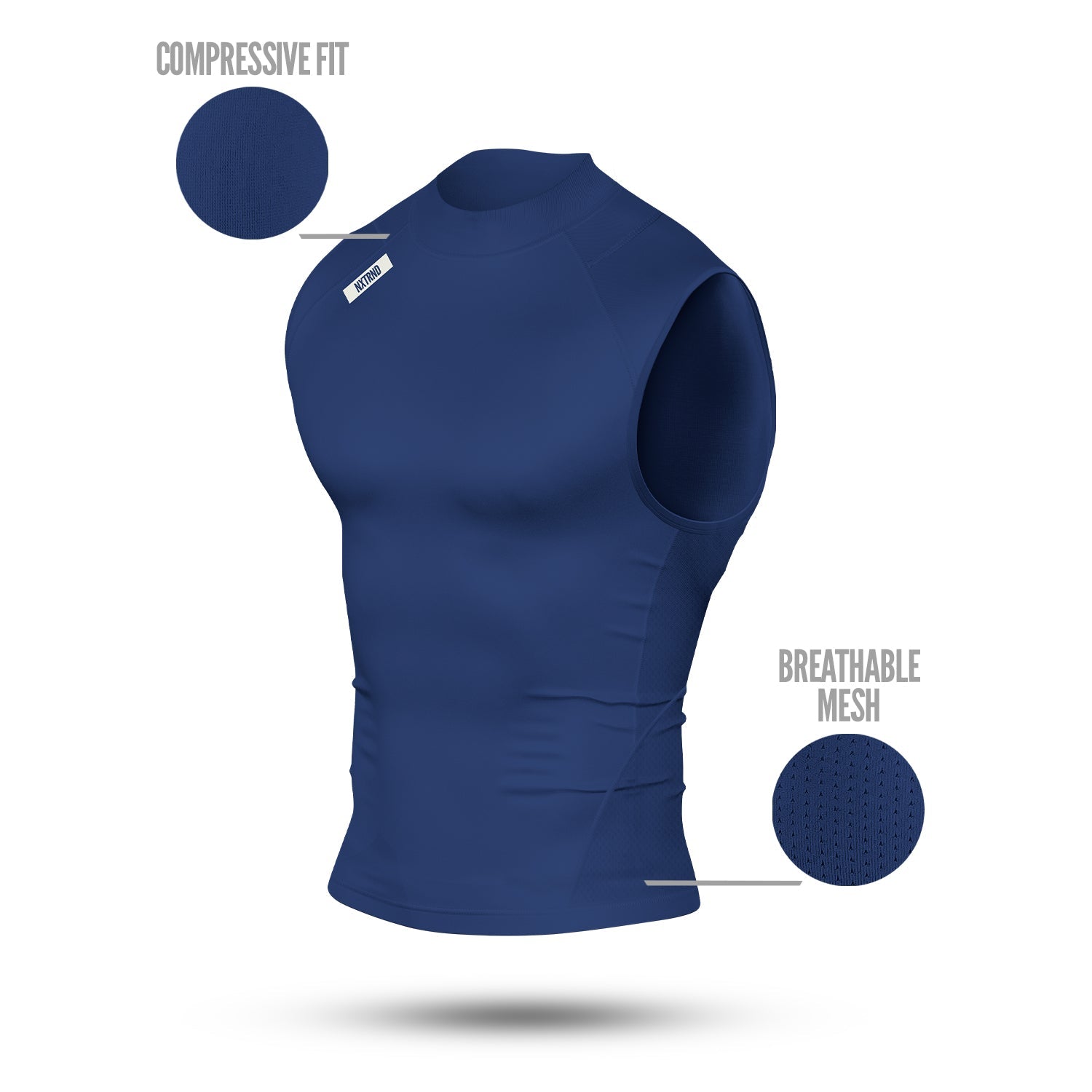 Nxtrnd Core Turtleneck Compression Sleeveless Navy Blue
