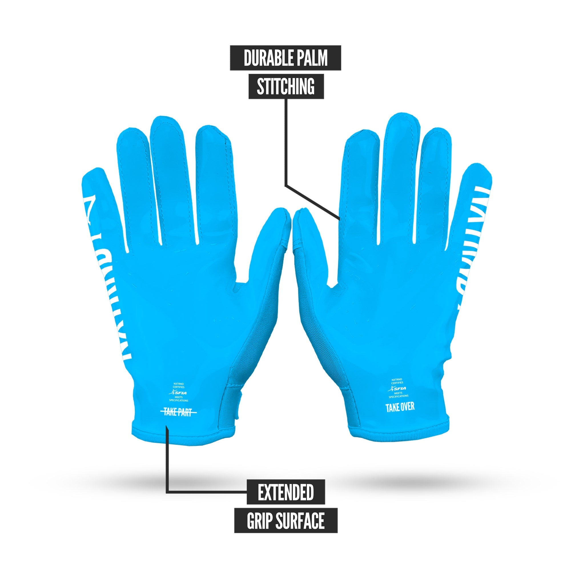 NXTRND G1® Youth Football Gloves Neon Blue
