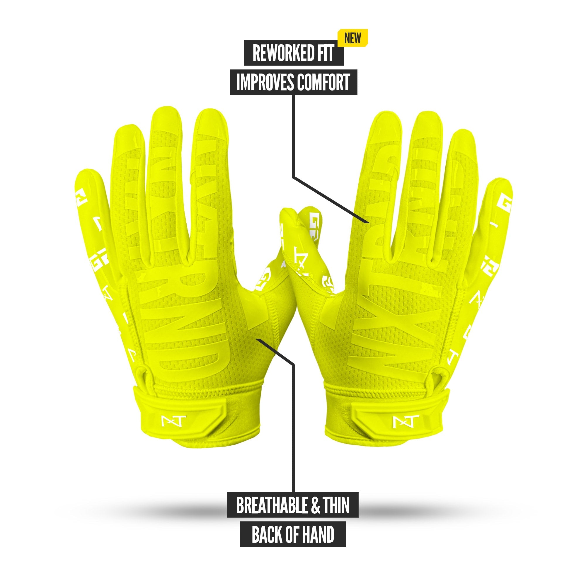 NXTRND G2® Pro Football Gloves Neon Yellow