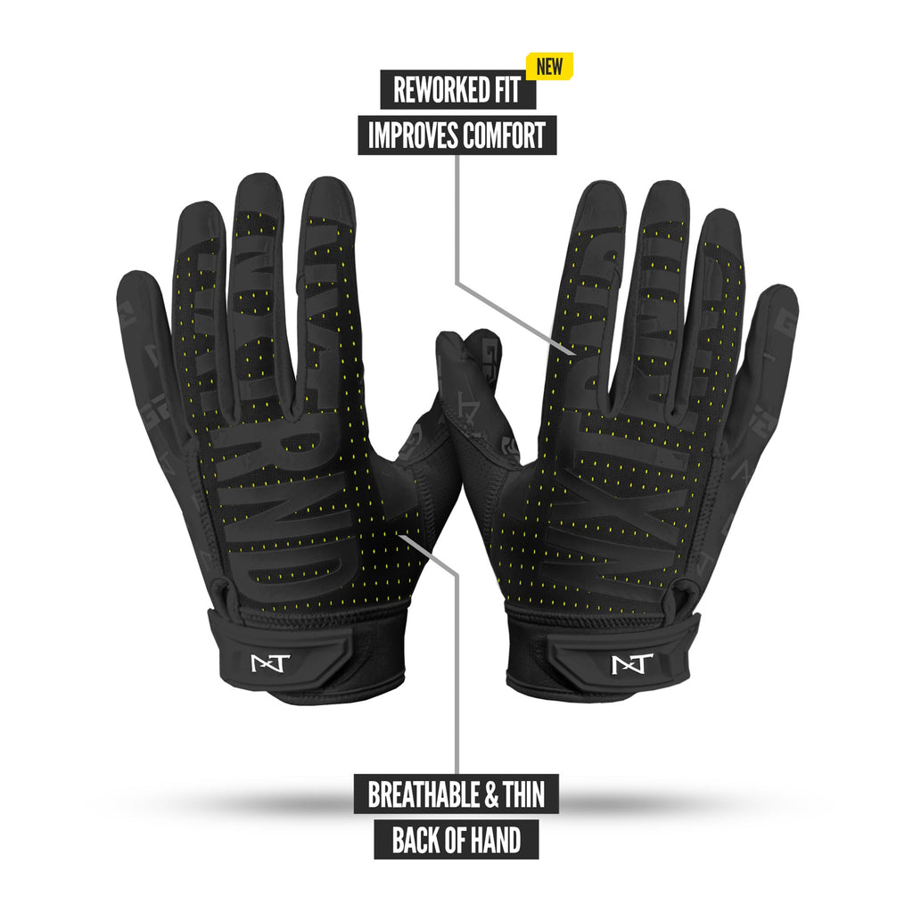 NXTRND G2® Pro Skeleton Football Gloves Black & Yellow