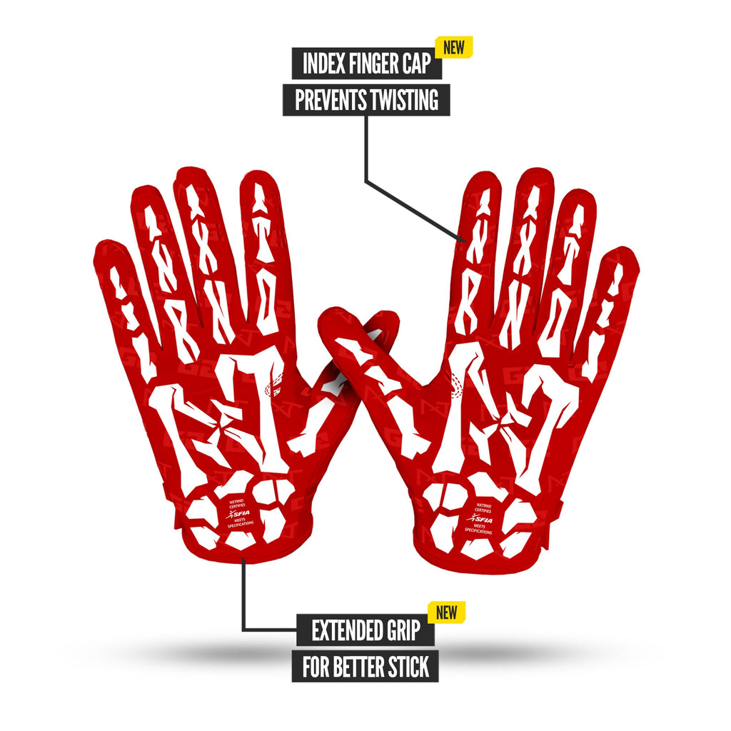 NXTRND G2® Pro Skeleton Football Gloves Red & White