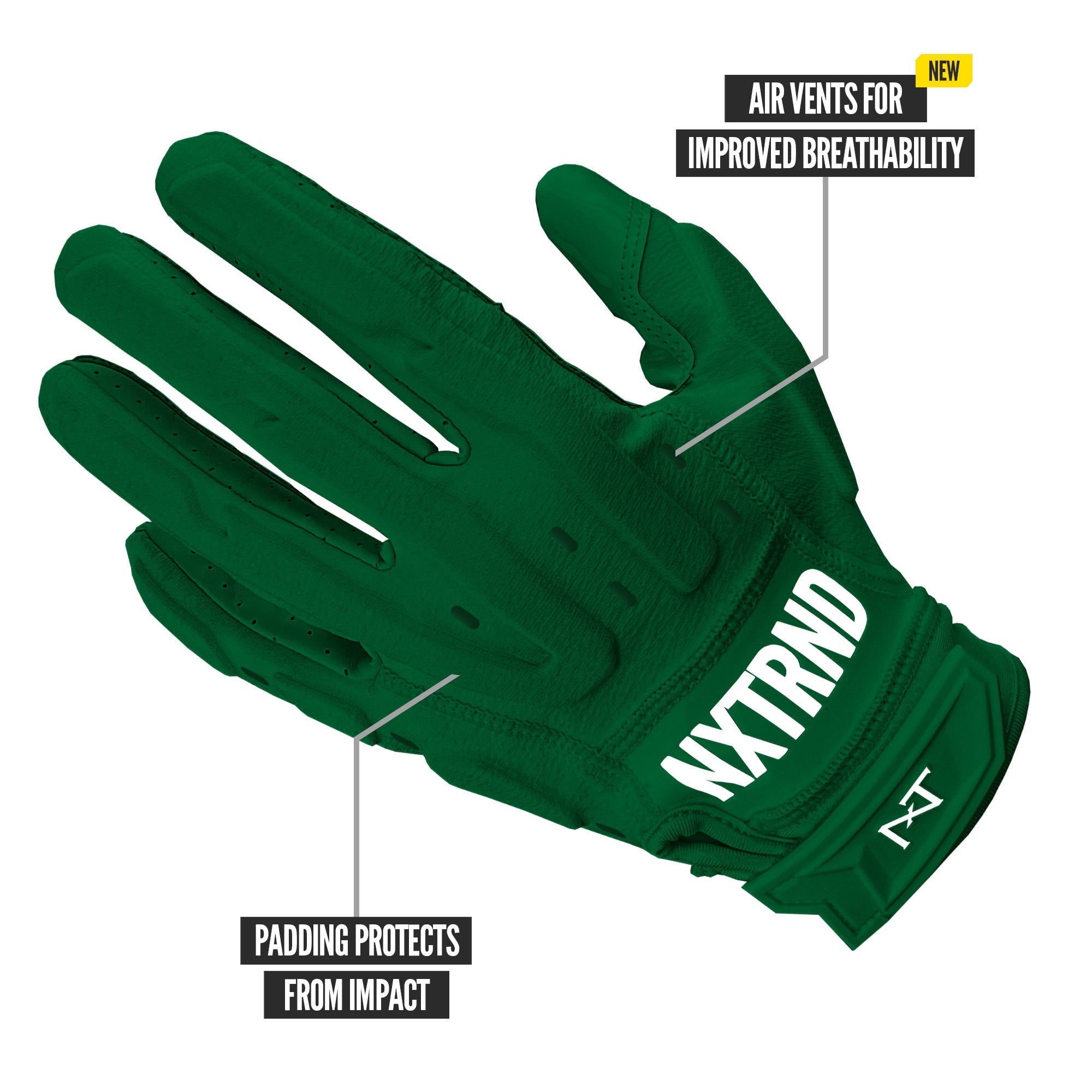 NXTRND G3® Pro Padded Football Gloves Dark Green