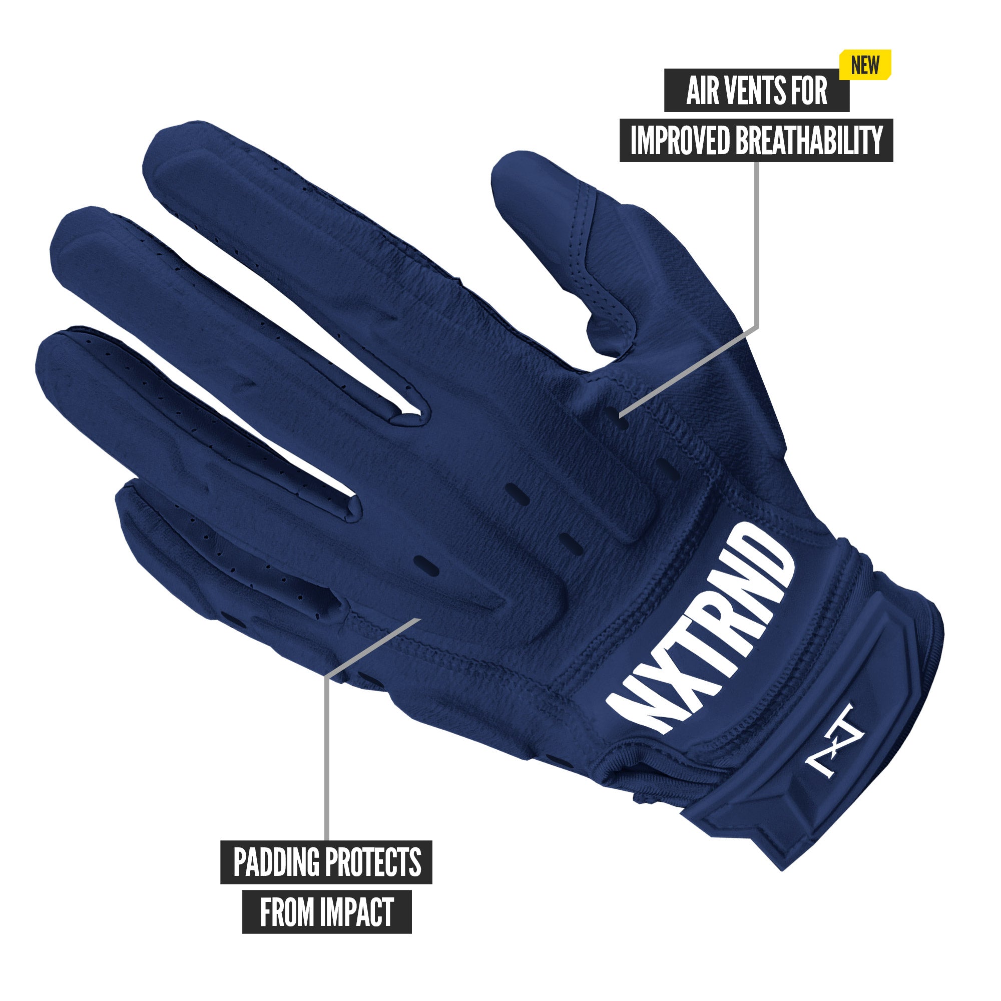 NXTRND G3® Pro Padded Football Gloves Navy Blue