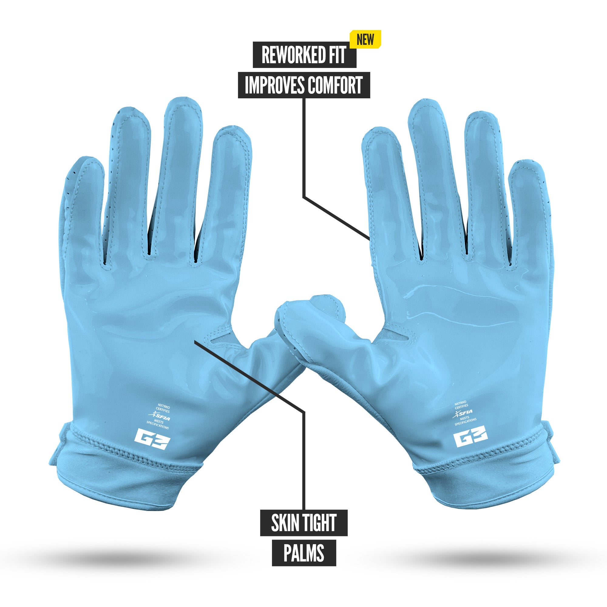 NXTRND G3® Pro Padded Football Gloves Columbia Blue