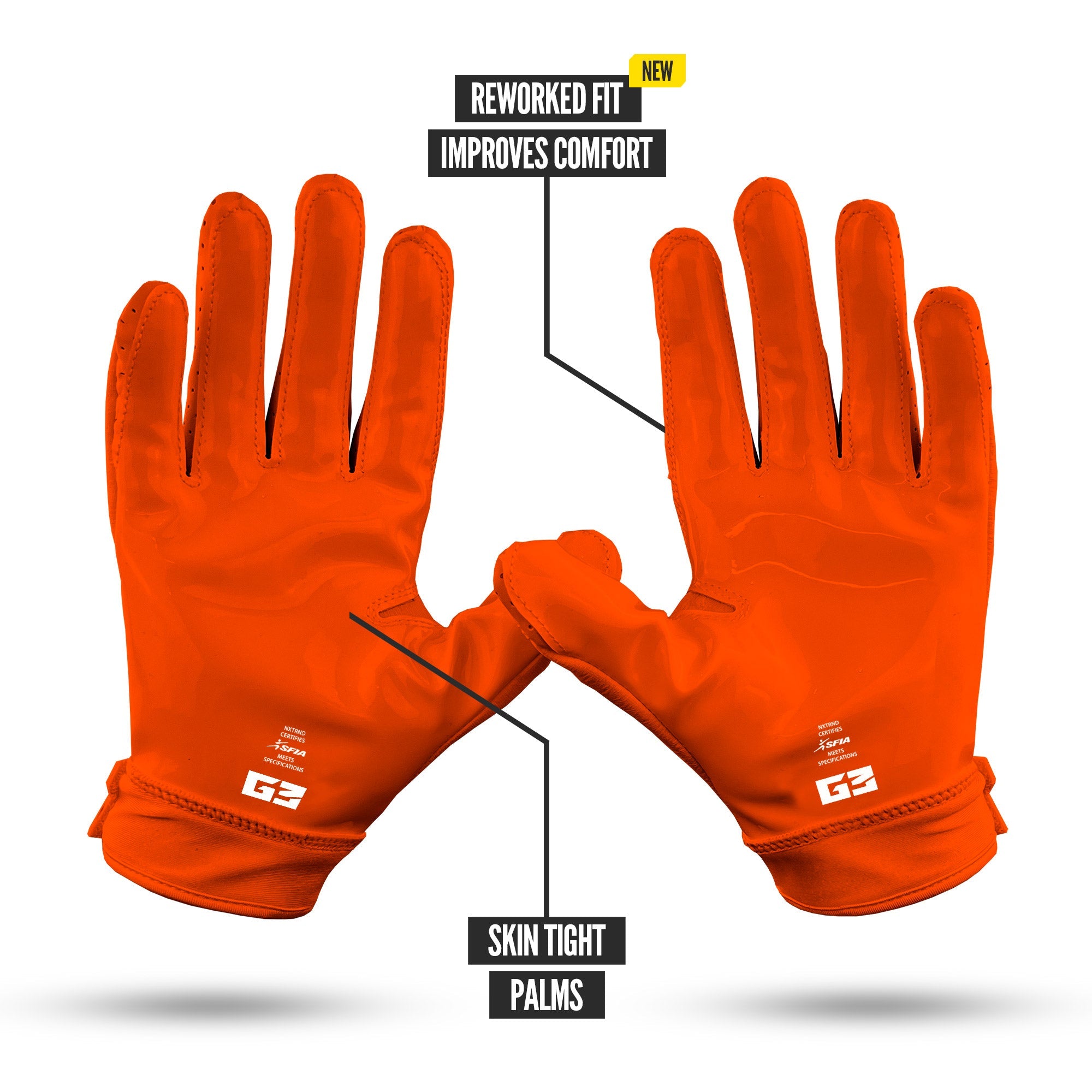 NXTRND G3® Pro Padded Football Gloves Orange