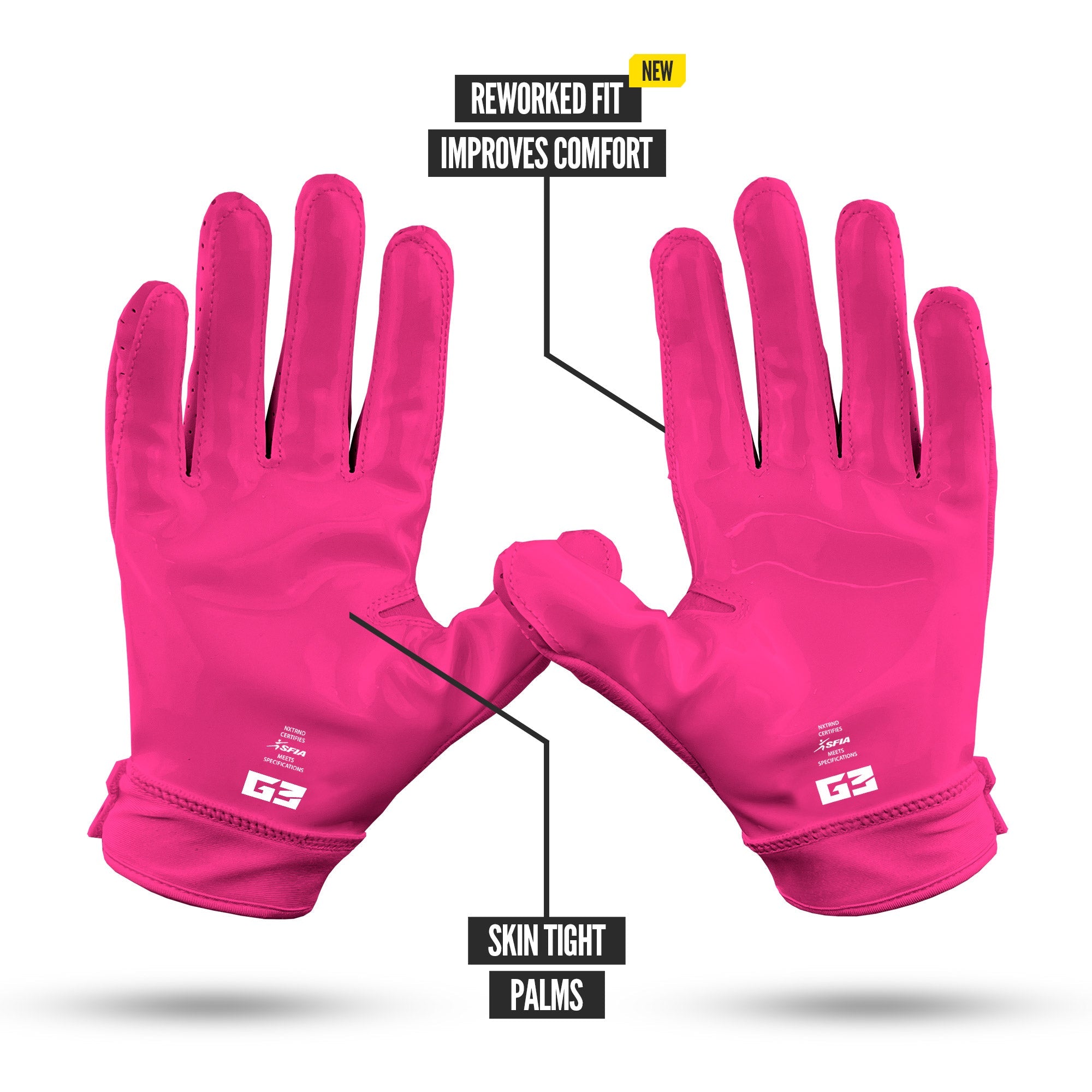 NXTRND G3® Pro Padded Football Gloves Pink